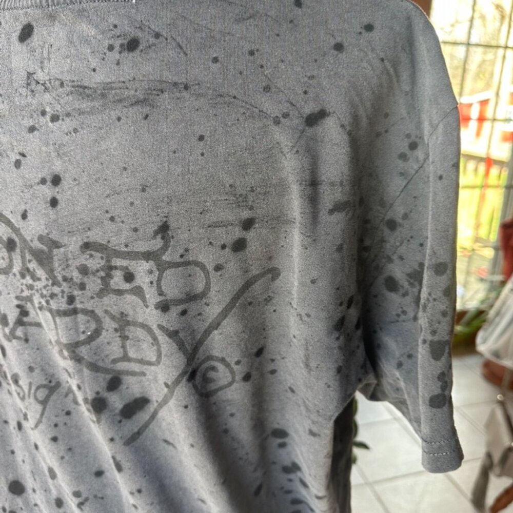 Ed Hardy Womens Distressed Tee, Gray and Black, L, Skull and Rose Design - Picture 10 of 14
